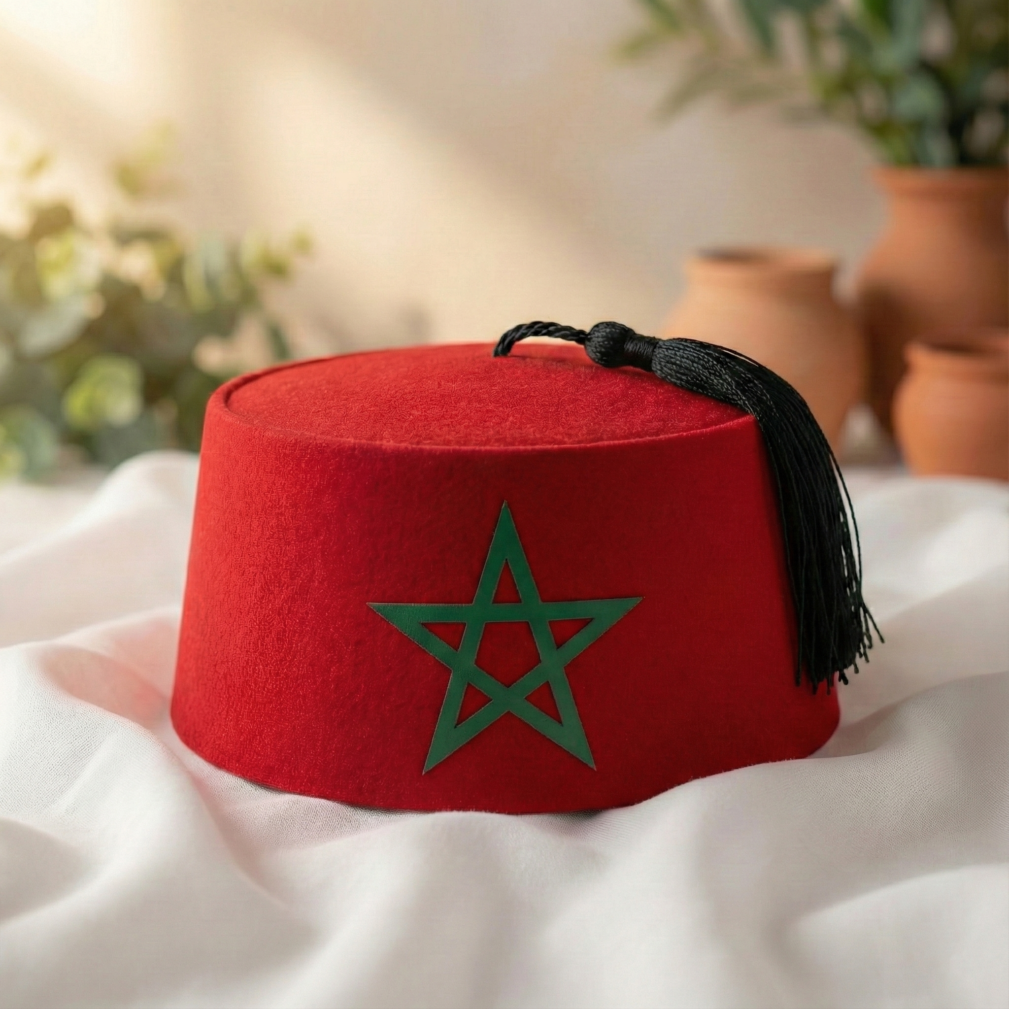 Tarbouche Marocain Traditionnel - Édition Fierté Nationale